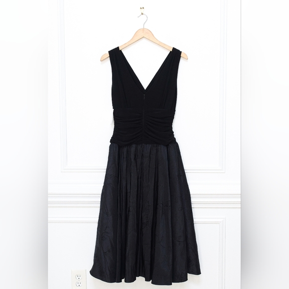 NWT Vintage Black Drop Waist Dress Embroidered Formal Prom Deadstock Size 10 90s - Picture 5 of 9